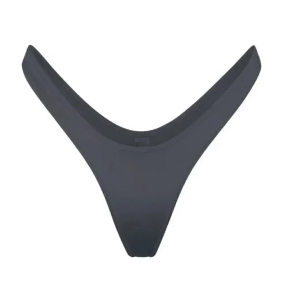 NWT SKIMS Recycled Swim Tanga Cheeky Thong Bikini Bottom In Gunmetal Gray Bikini